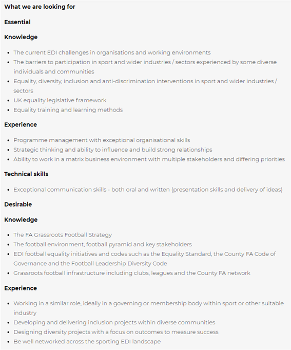 8.Football Association(The FA), Diversity and Inclusion Manager