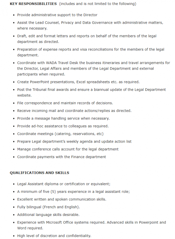 Administrative Assistant - Legal Affairs