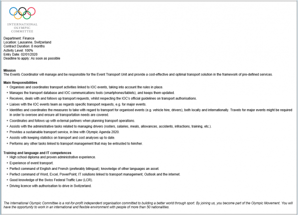 Event Transport Coordinator