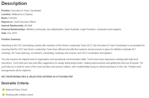 Executive and Team Coordinator