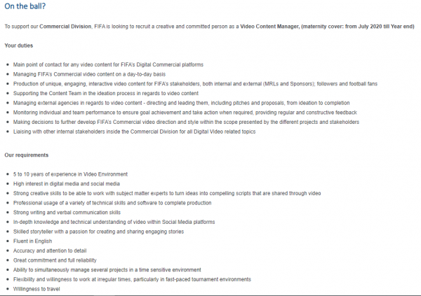 FIFA(Video Content Manager)