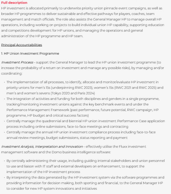 High Performance Investment Programme Manager