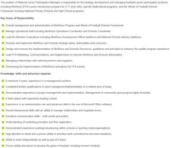 National Junior Participation Manager