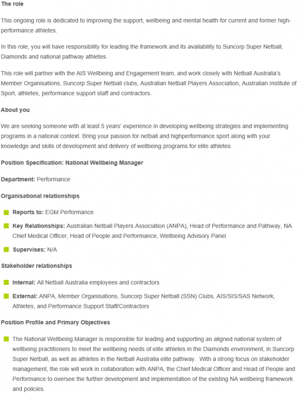 National Wellbeing Manager