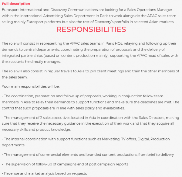 Sales Operations Manager