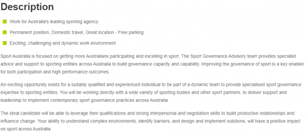 Senior Consultant, Sport Governance