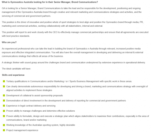 Senior Manager, Brand Communications