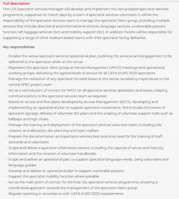 Spectator Services Manager