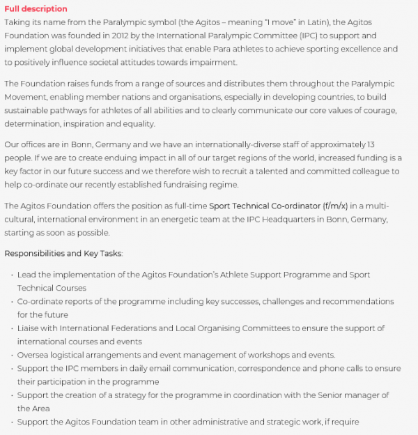Sport Technical Co-ordinator