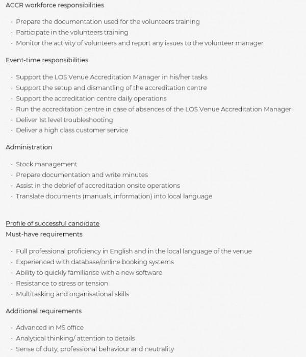 Venue Accreditation Coordinator